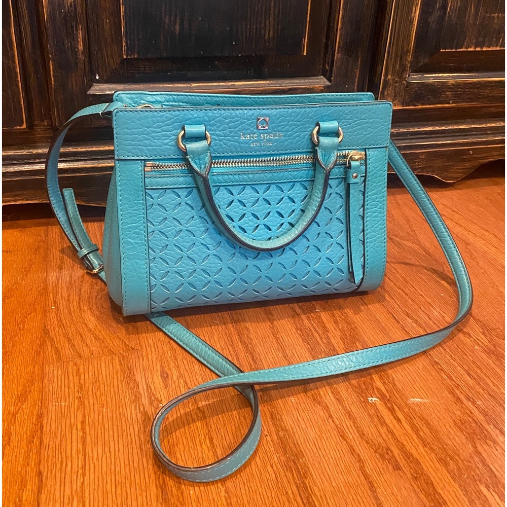 Kate Spade Crossbody Handbag in Turquoise Green Leather